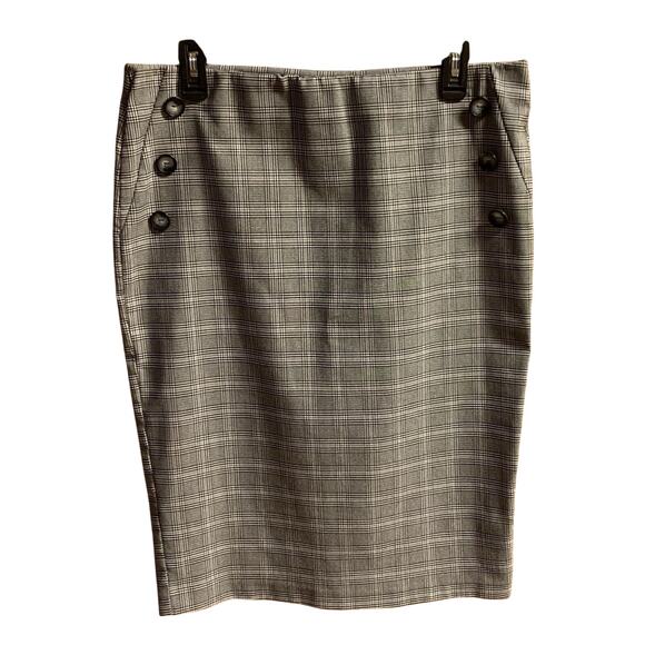 Jules and Leopold Skirt Womens Large Black & White Checkered w/ Buttons - Picture 5 of 7